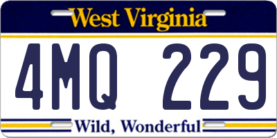 WV license plate 4MQ229