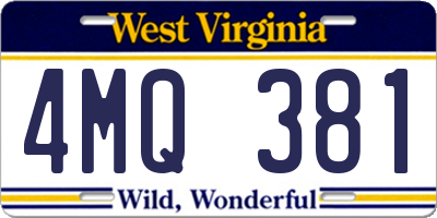 WV license plate 4MQ381