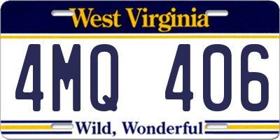 WV license plate 4MQ406