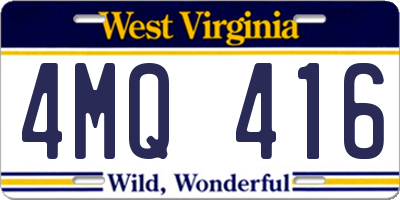 WV license plate 4MQ416