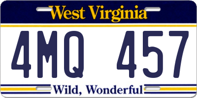 WV license plate 4MQ457