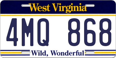WV license plate 4MQ868