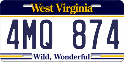 WV license plate 4MQ874