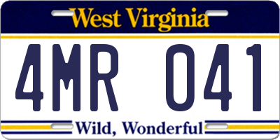 WV license plate 4MR041