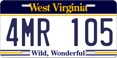 WV license plate 4MR105