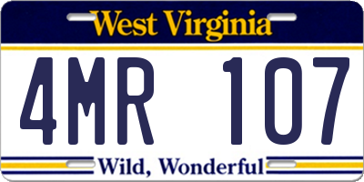 WV license plate 4MR107
