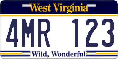 WV license plate 4MR123