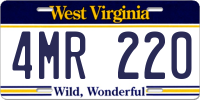 WV license plate 4MR220
