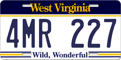 WV license plate 4MR227
