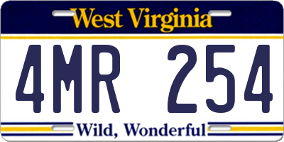 WV license plate 4MR254
