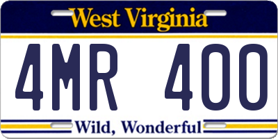 WV license plate 4MR400