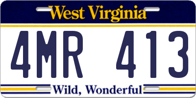 WV license plate 4MR413