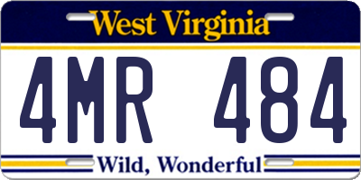 WV license plate 4MR484