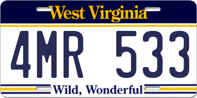 WV license plate 4MR533