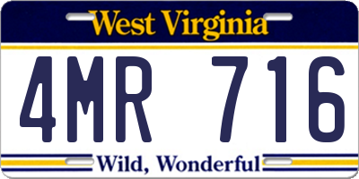 WV license plate 4MR716