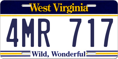 WV license plate 4MR717