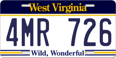 WV license plate 4MR726