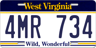 WV license plate 4MR734