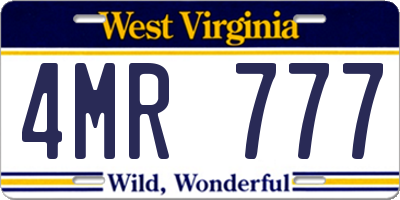 WV license plate 4MR777