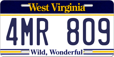 WV license plate 4MR809