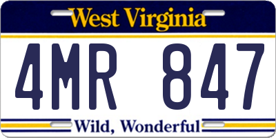 WV license plate 4MR847