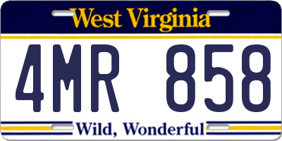 WV license plate 4MR858