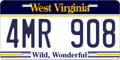 WV license plate 4MR908