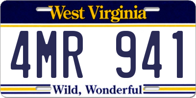 WV license plate 4MR941