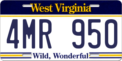 WV license plate 4MR950