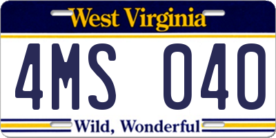 WV license plate 4MS040