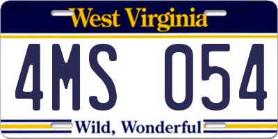 WV license plate 4MS054