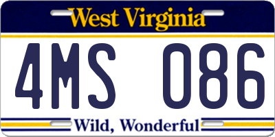 WV license plate 4MS086