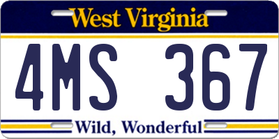 WV license plate 4MS367