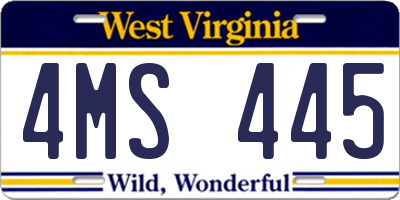 WV license plate 4MS445