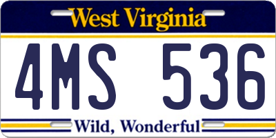 WV license plate 4MS536