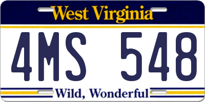 WV license plate 4MS548