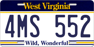 WV license plate 4MS552