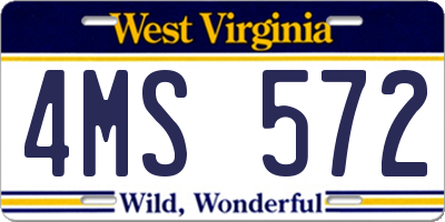 WV license plate 4MS572