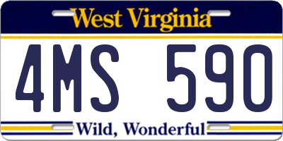 WV license plate 4MS590