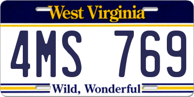 WV license plate 4MS769