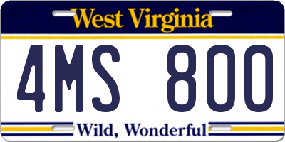 WV license plate 4MS800