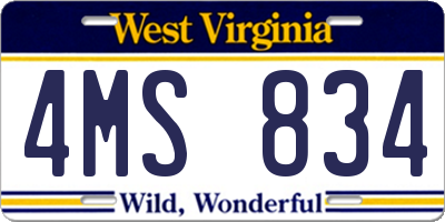 WV license plate 4MS834