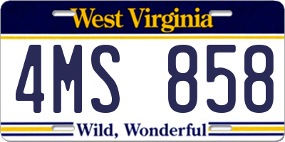 WV license plate 4MS858