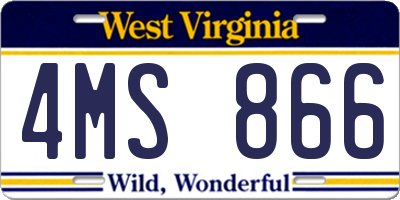 WV license plate 4MS866