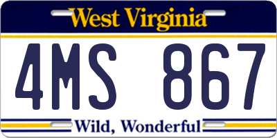 WV license plate 4MS867