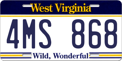 WV license plate 4MS868