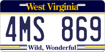 WV license plate 4MS869