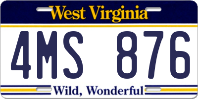 WV license plate 4MS876
