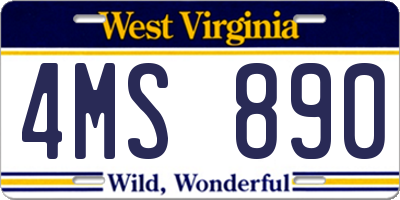 WV license plate 4MS890