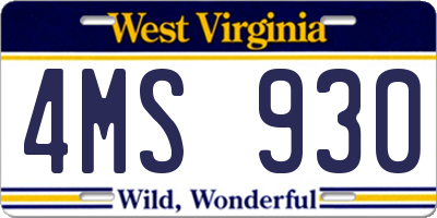 WV license plate 4MS930